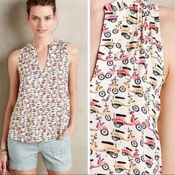 Anthropologie Tops - Anthropologie Maeve Tank Top Scooter Print Size 4